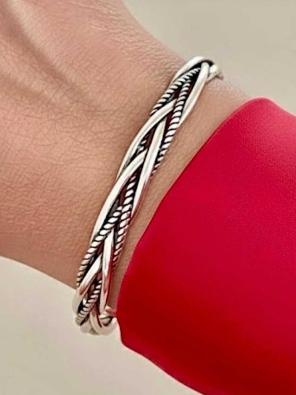 NWOT- Sterling Silver 925- Twisted Cable Bangle Bracelet.
